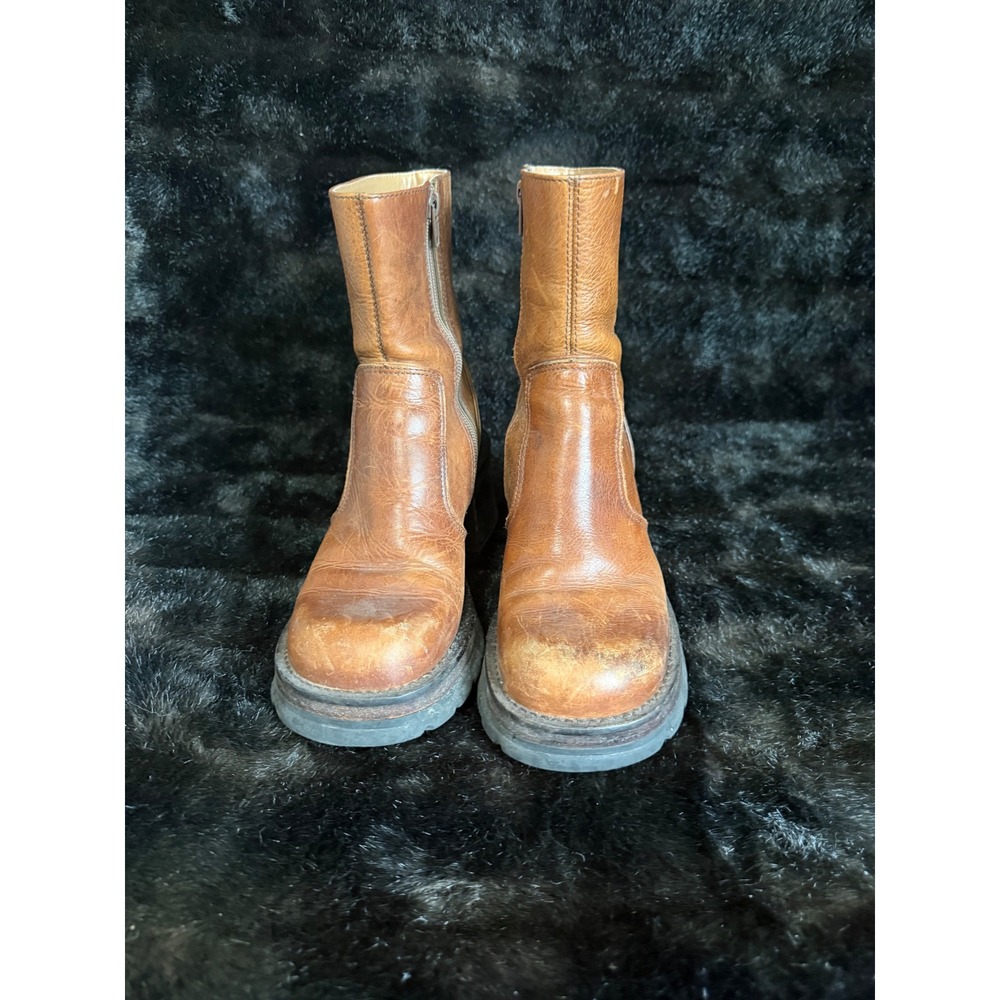 Vintage Y2K Steve Madden HOTT Brown Leather Bratz Platform Boots 7.5 B